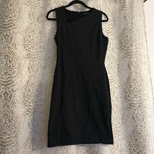 Banana Republic Charcoal Gray Pinstripe Asymmetrical Neckline Sheath Dress | 4